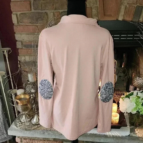 Simply Southern Pink Quarter-Zip Long Sleeve Polo Top - Picture 3 of 4
